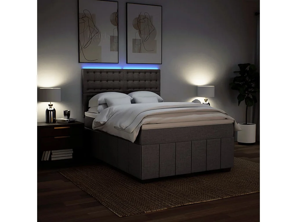 Sommier à lattes de lit avec matelas Taupe 160x200 cm Tissu