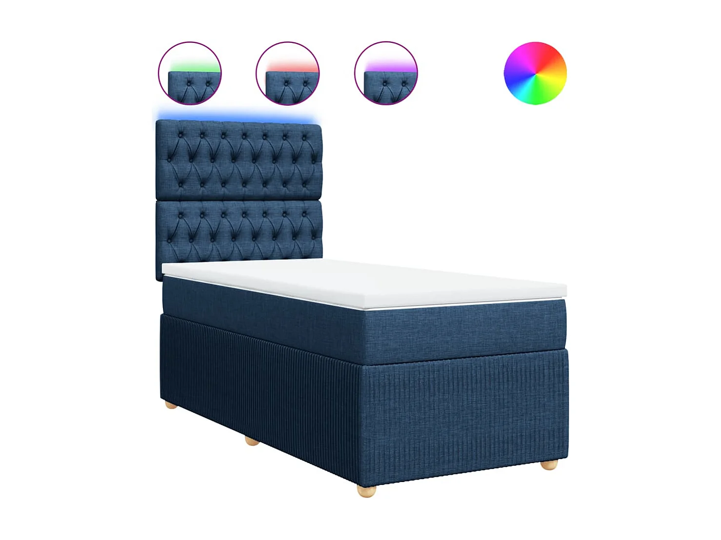 Sommier à lattes de lit avec matelas Bleu 90x190 cm Tissu