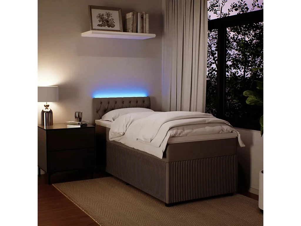 Cama box spring con colchón terciopelo gris claro 90x190 cm
