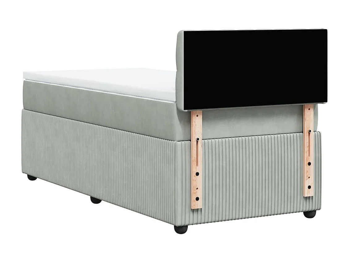 Cama box spring con colchón terciopelo gris claro 90x190 cm