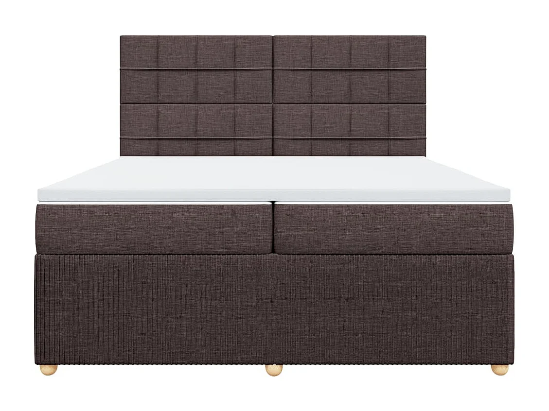 Cama box spring con colchón tela marrón oscuro 200x200 cm