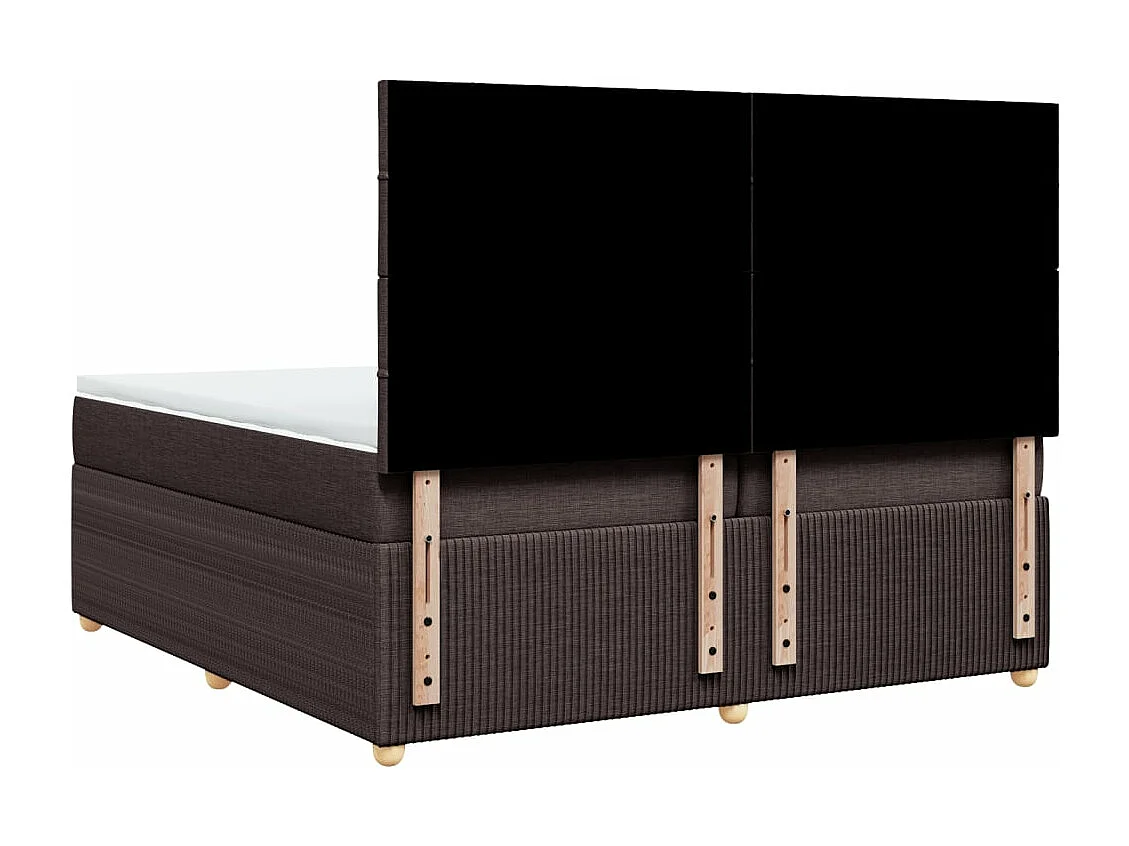 Cama box spring con colchón tela marrón oscuro 200x200 cm