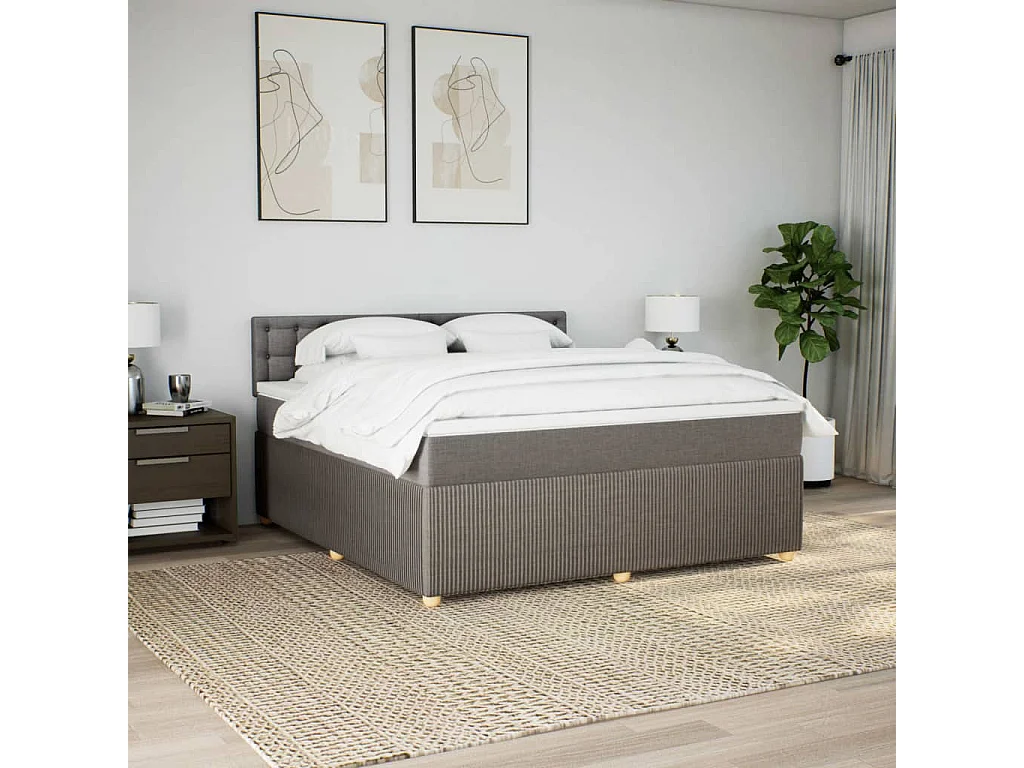 Sommier à lattes de lit avec matelas Taupe 180x200 cm Tissu