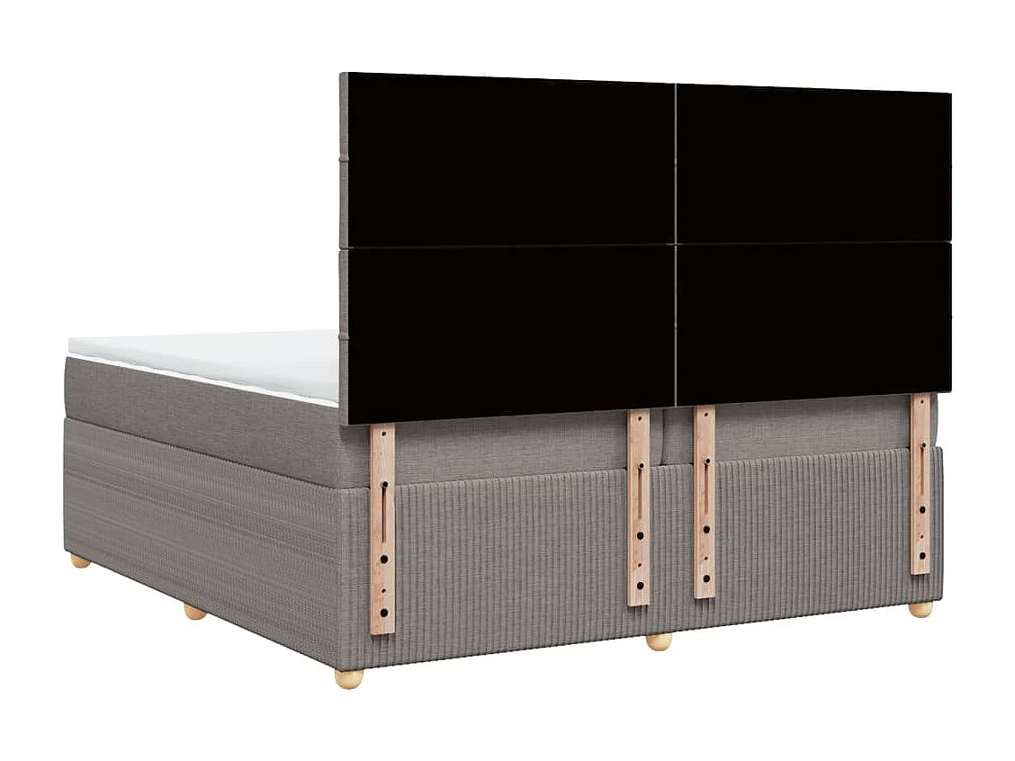 Cama box spring con colchón tela gris taupe 200x200 cm