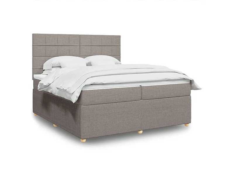 Sommier à lattes de lit avec matelas Taupe 200x200 cm Tissu