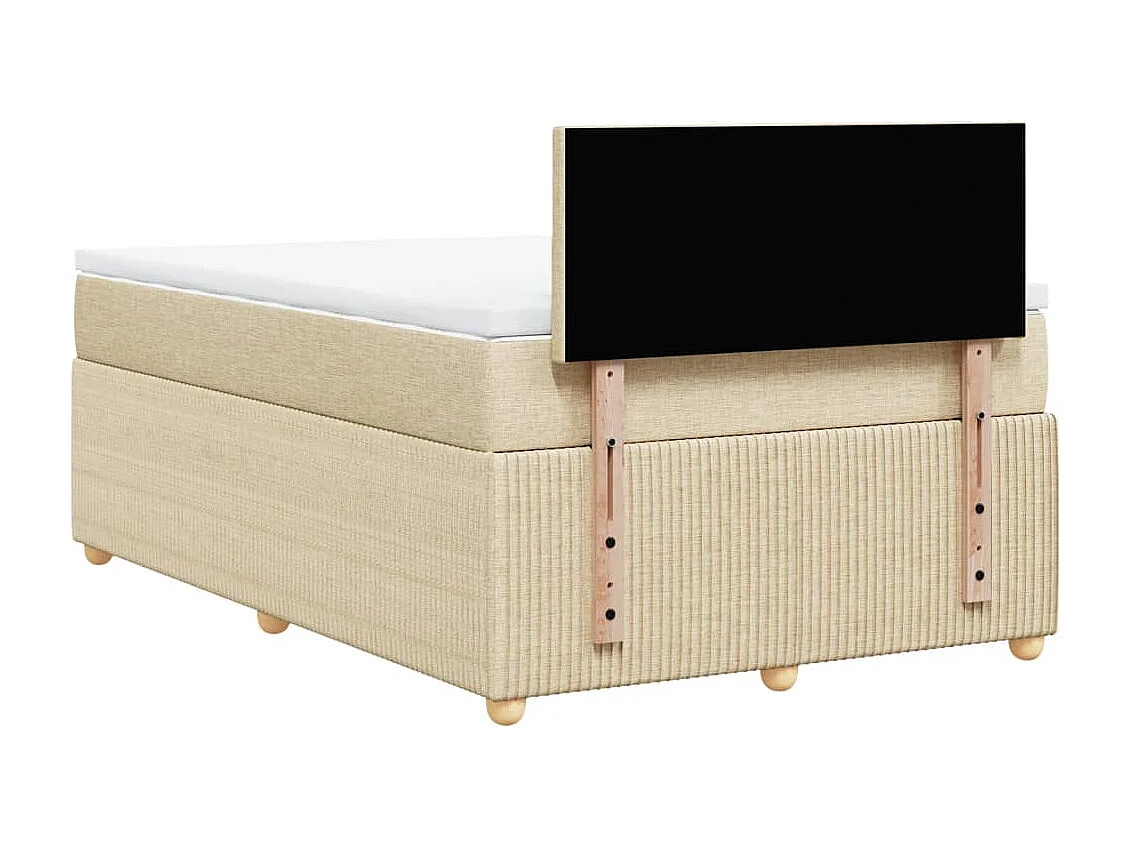 Cama box spring con colchón tela color crema 120x190 cm