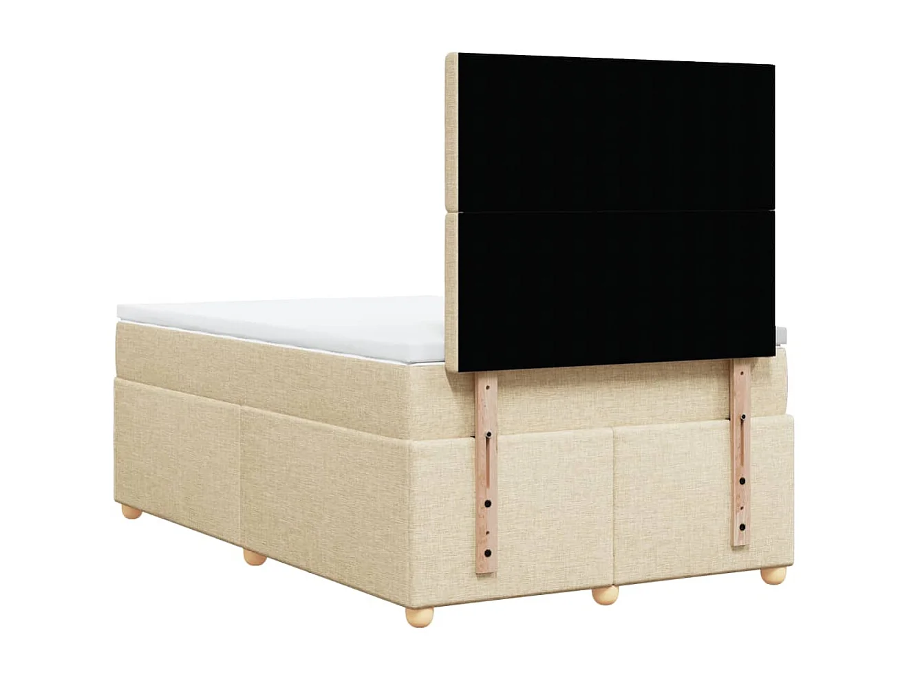 Cama box spring con colchón tela color crema 120x190 cm