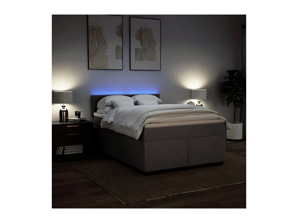 Sommier à lattes de lit avec matelas Taupe 160x200 cm Tissu