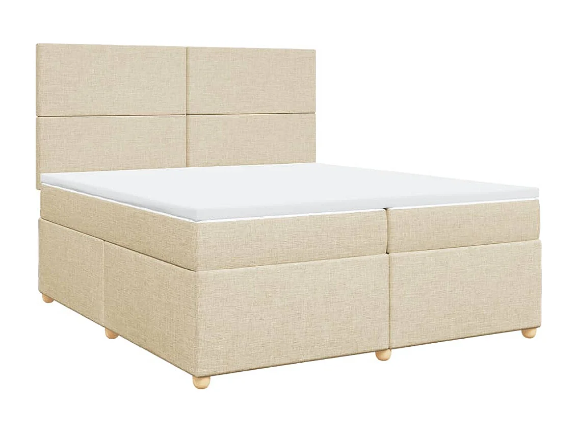 Cama box spring con colchón tela color crema 200x200 cm