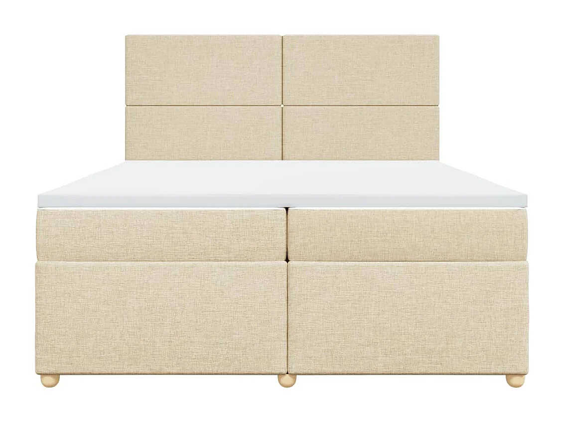Cama box spring con colchón tela color crema 200x200 cm