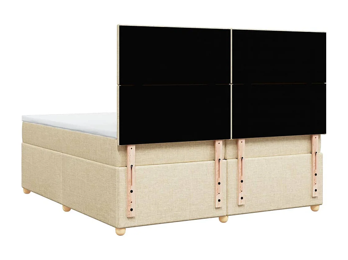 Cama box spring con colchón tela color crema 200x200 cm