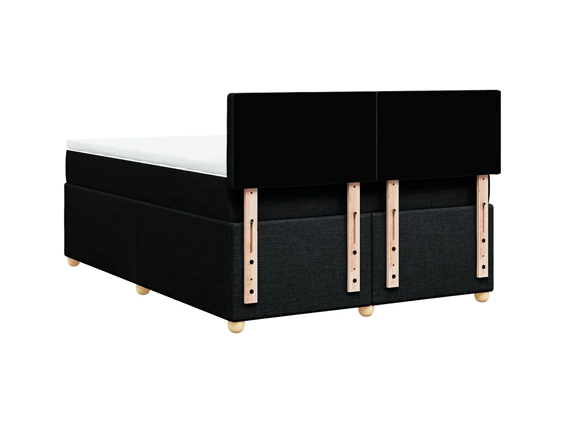 Sommier à lattes de lit avec matelas Noir 160x200 cm Tissu