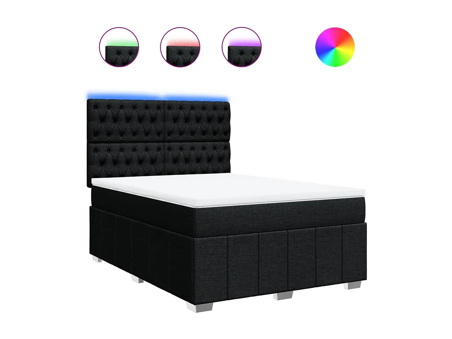 Sommier à lattes de lit avec matelas Noir 160x200 cm Tissu