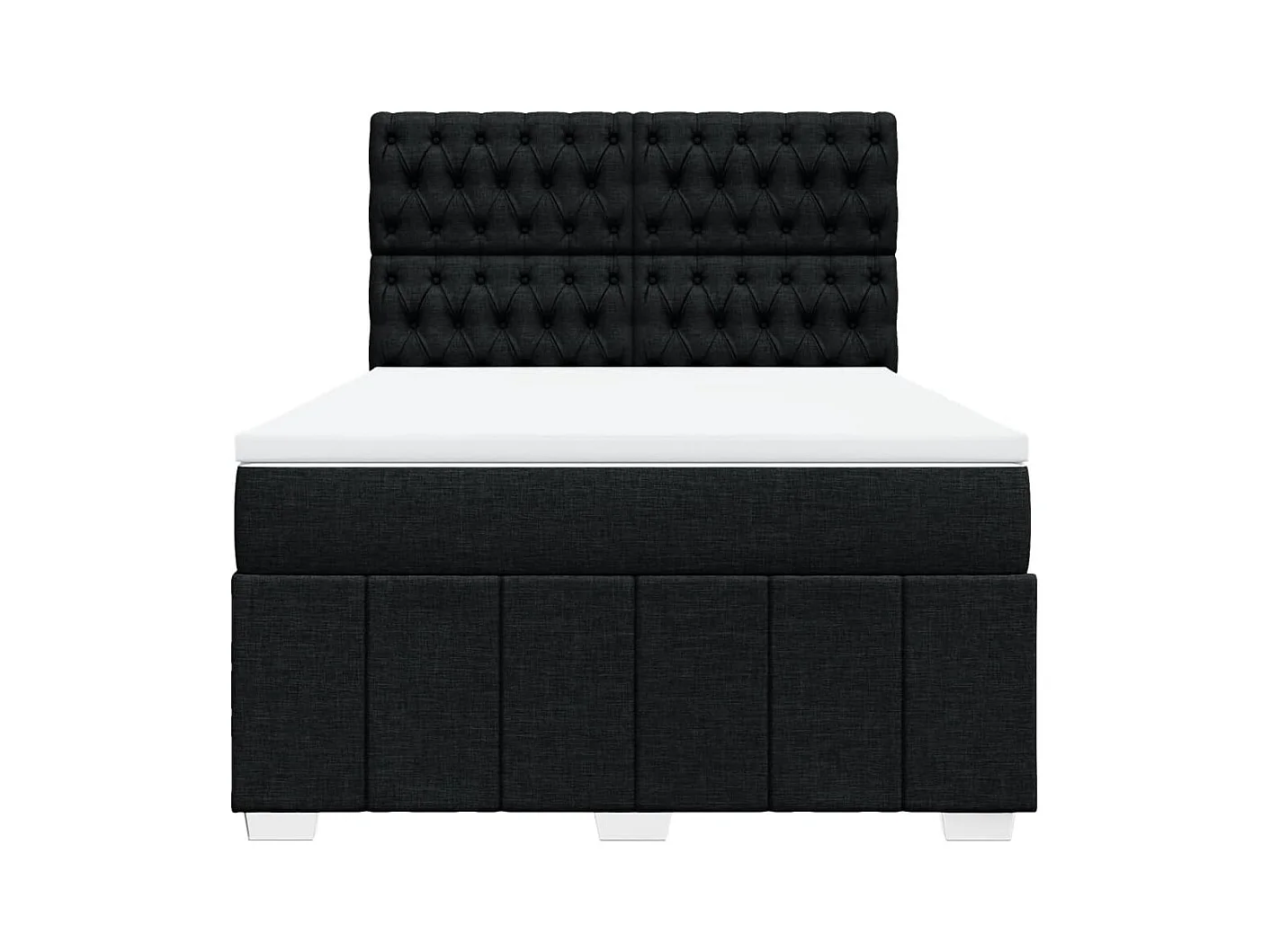 Sommier à lattes de lit avec matelas Noir 160x200 cm Tissu