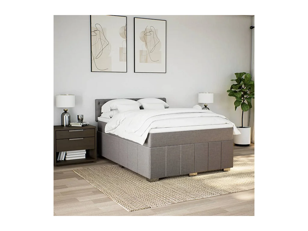 Cama com molas/colchão 140x200 cm tecido castanho-acinzentado