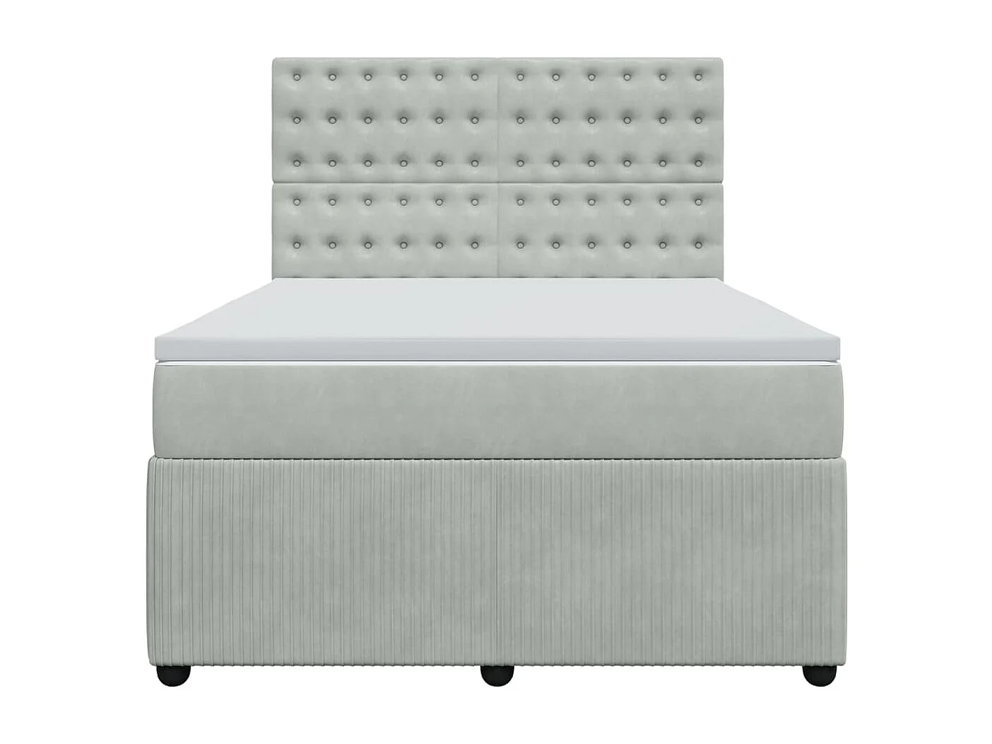 Cama box spring con colchón terciopelo gris claro 140x190 cm