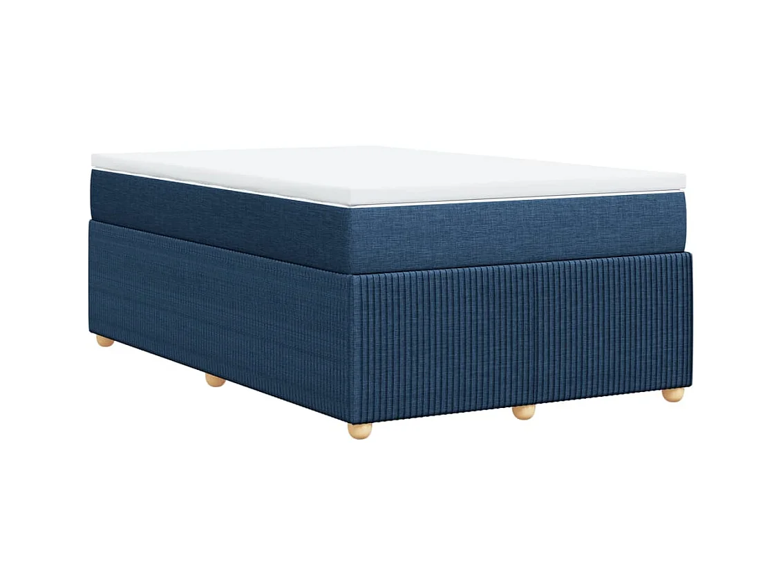 Cama boxspring com colchão 120x190 cm tecido azul