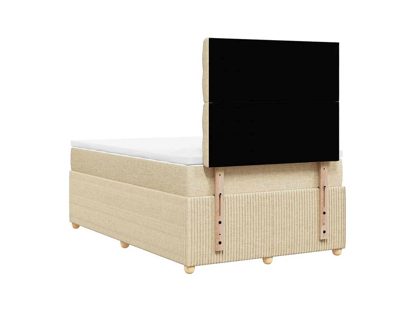 Cama box spring con colchón tela color crema 120x200 cm