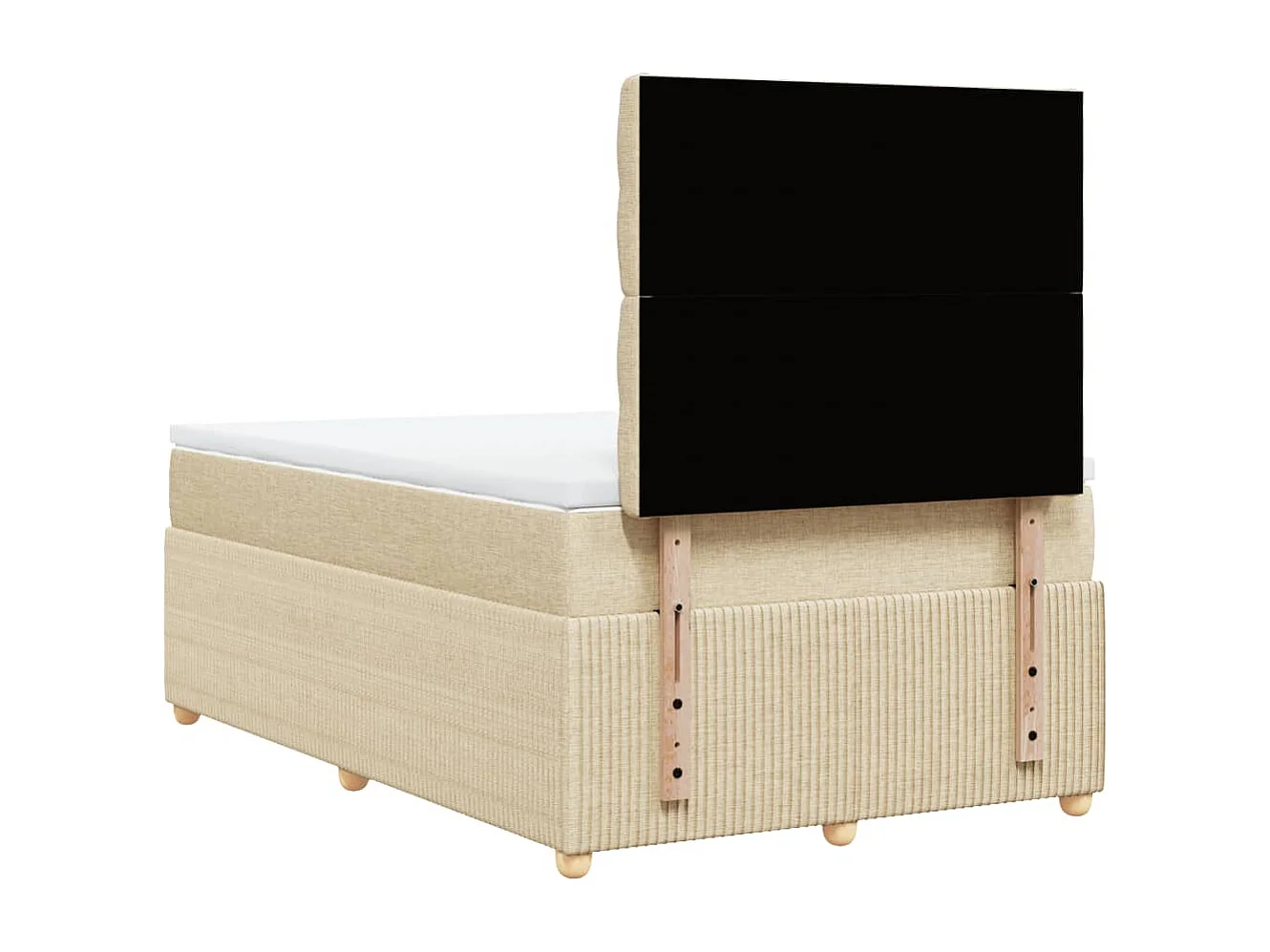 Cama box spring con colchón tela color crema 120x200 cm