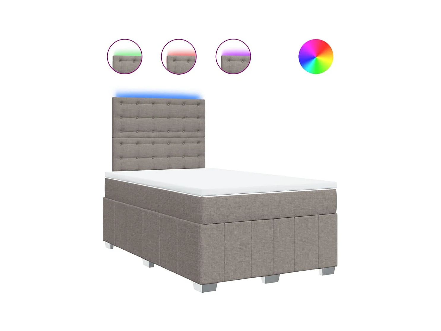 Cama boxspring c/ colchão 120x190cm tecido castanho-acinzentado