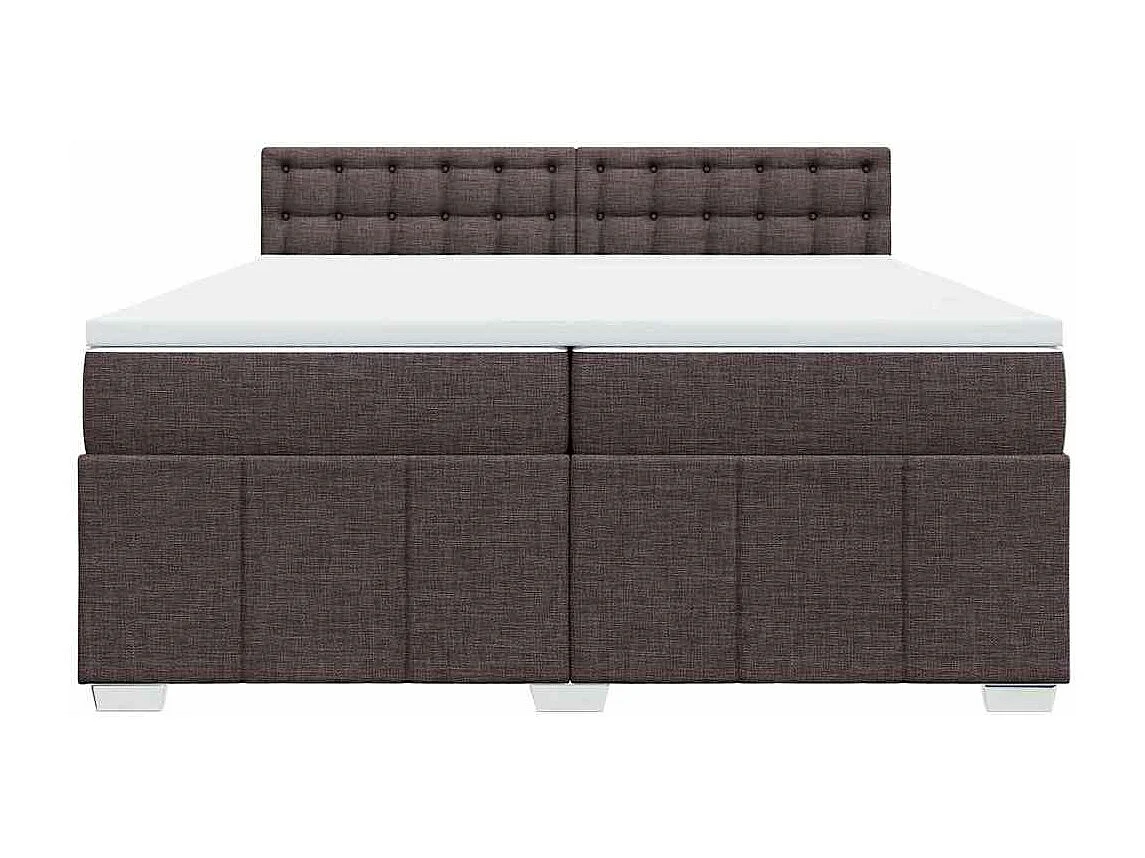 Cama com molas/colchão 200x200 cm tecido castanho-escuro