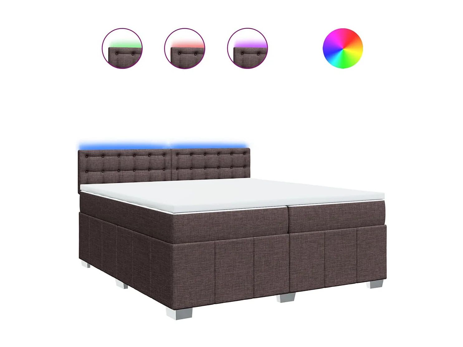 Cama box spring con colchón tela marrón oscuro 200x200 cm