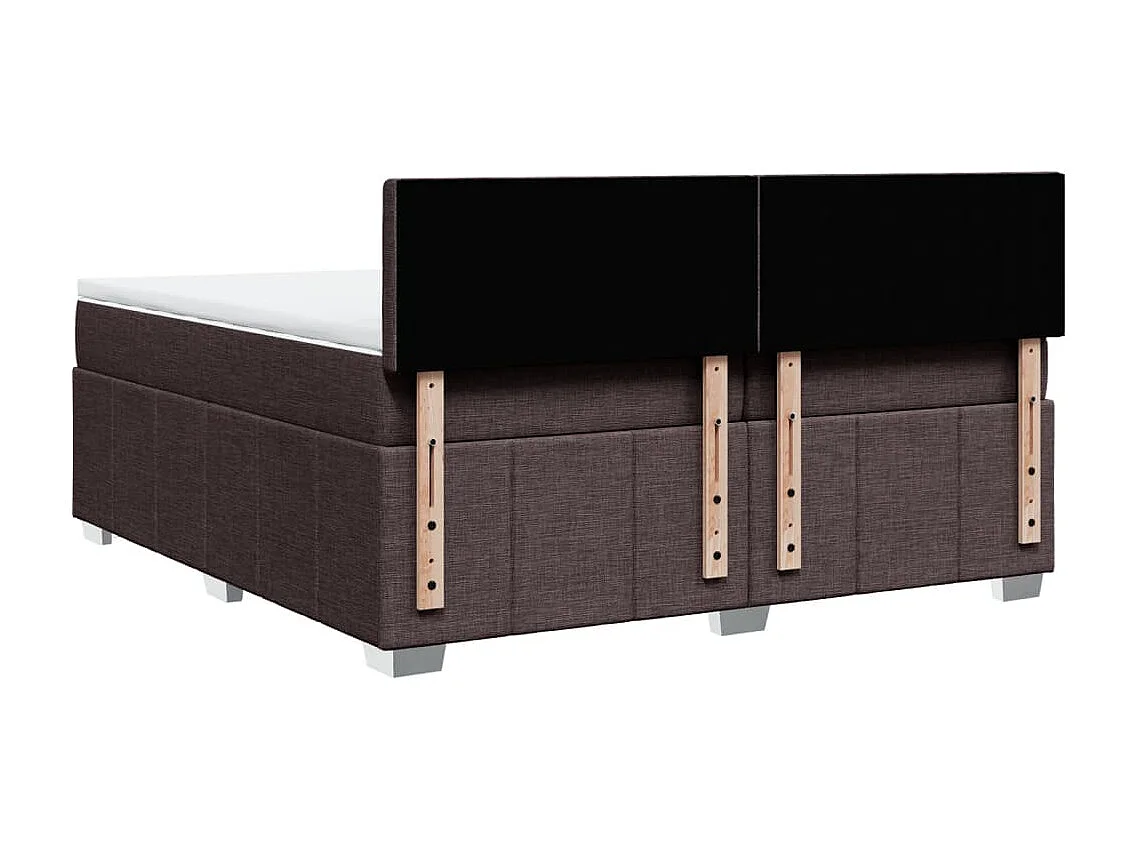 Cama box spring con colchón tela marrón oscuro 200x200 cm