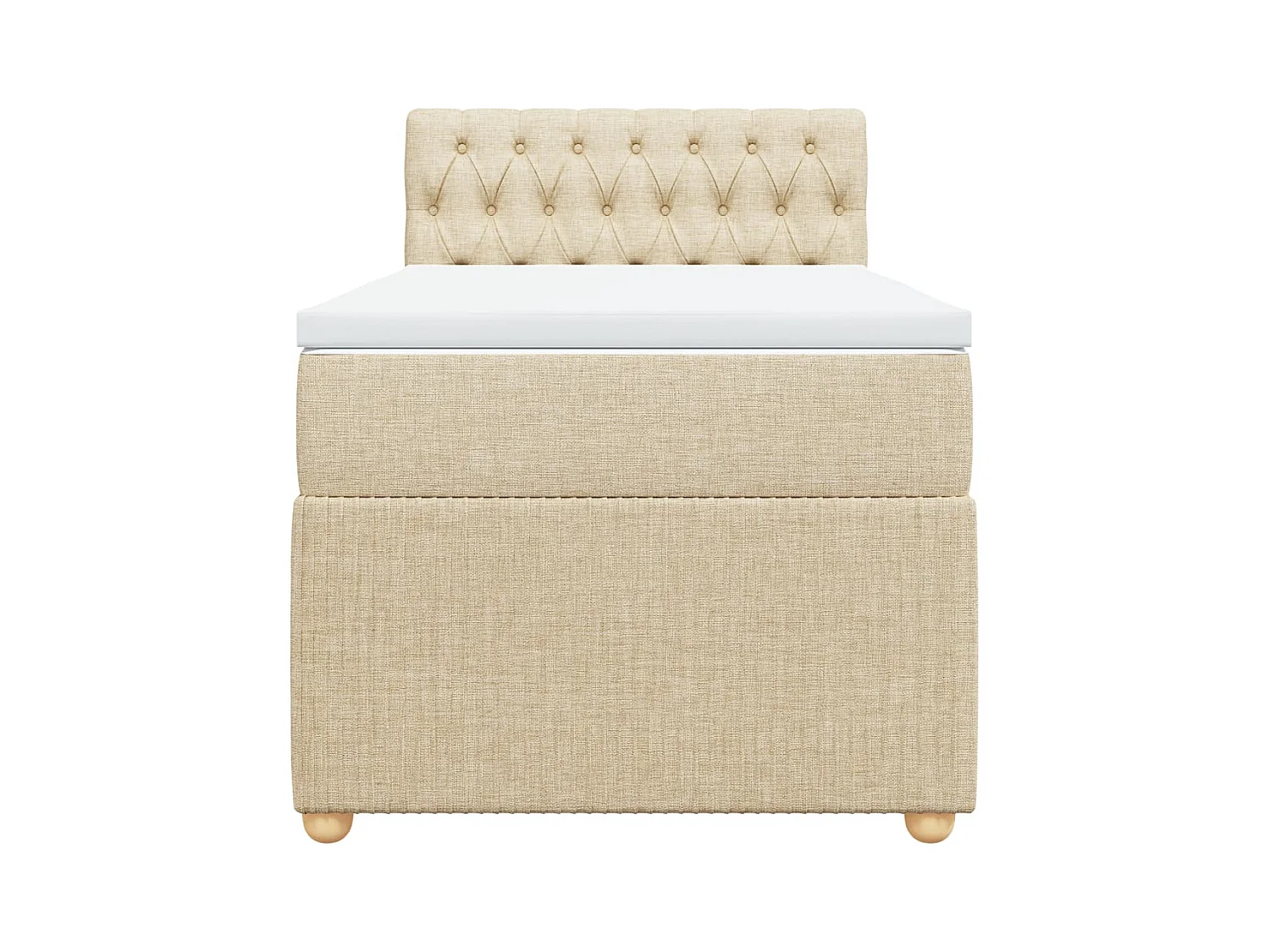 Cama box spring con colchón tela color crema 90x200 cm