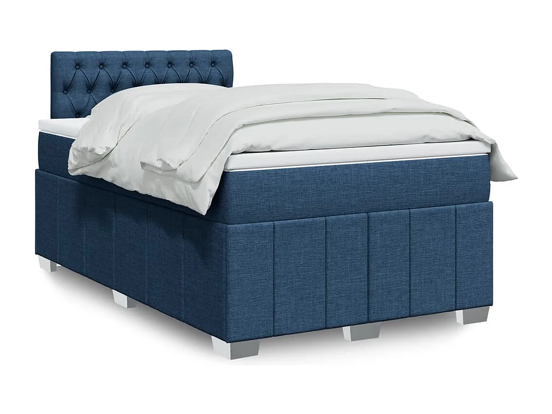 Cama box spring con colchón tela azul 120x190 cm