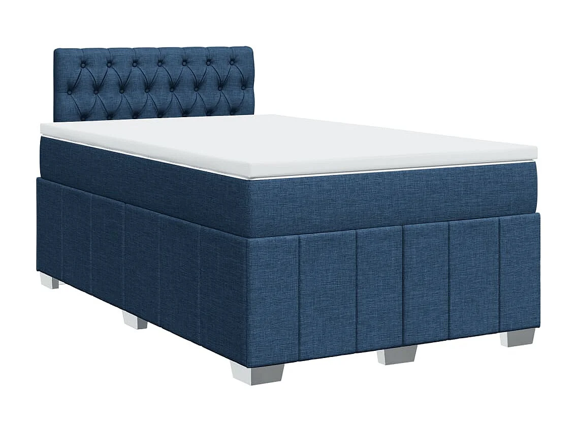 Cama box spring con colchón tela azul 120x190 cm