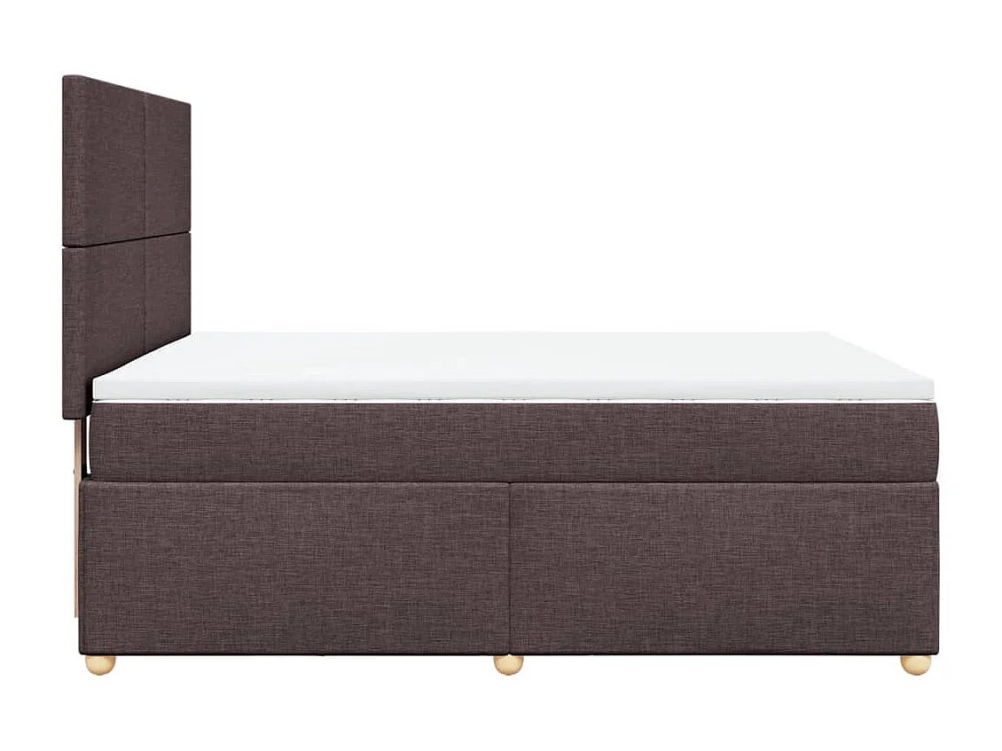 Cama box spring con colchón tela marrón oscuro 160x200 cm