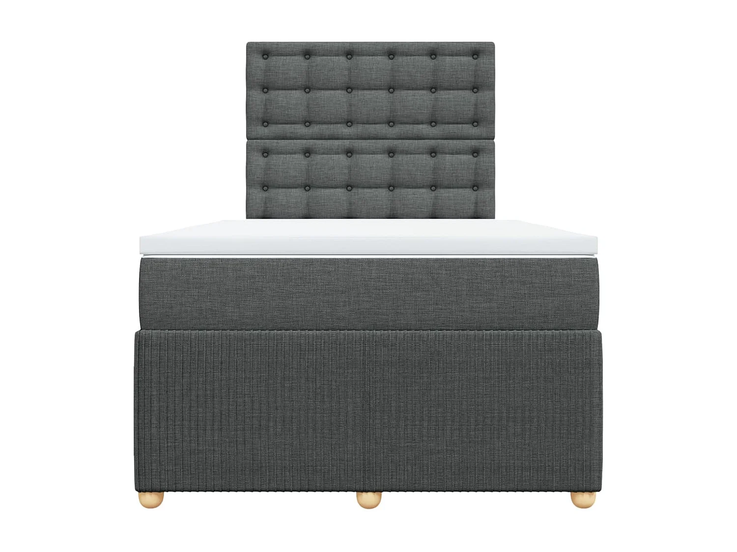 Cama box spring con colchón tela gris oscuro 120x190 cm