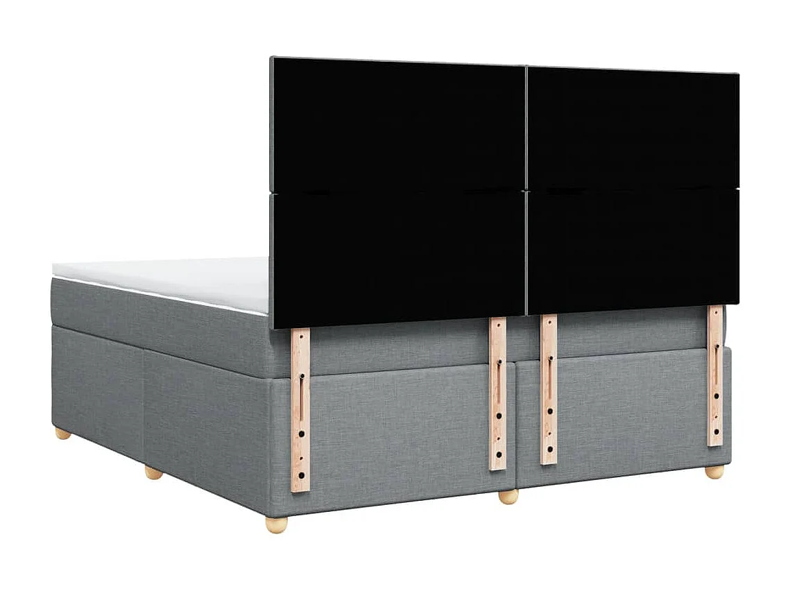 Cama box spring con colchón tela gris claro 180x200 cm