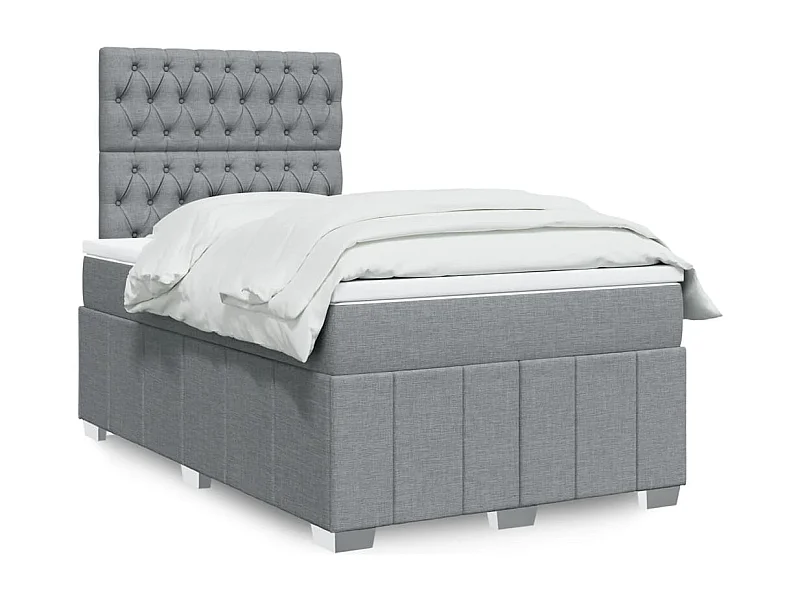 Cama boxspring com colchão 120x190 cm tecido cinzento-claro