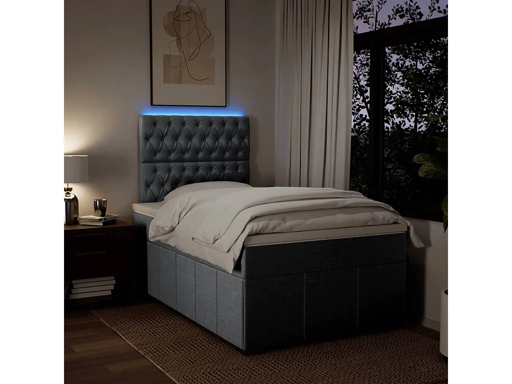 Cama boxspring com colchão 120x190 cm tecido cinzento-claro