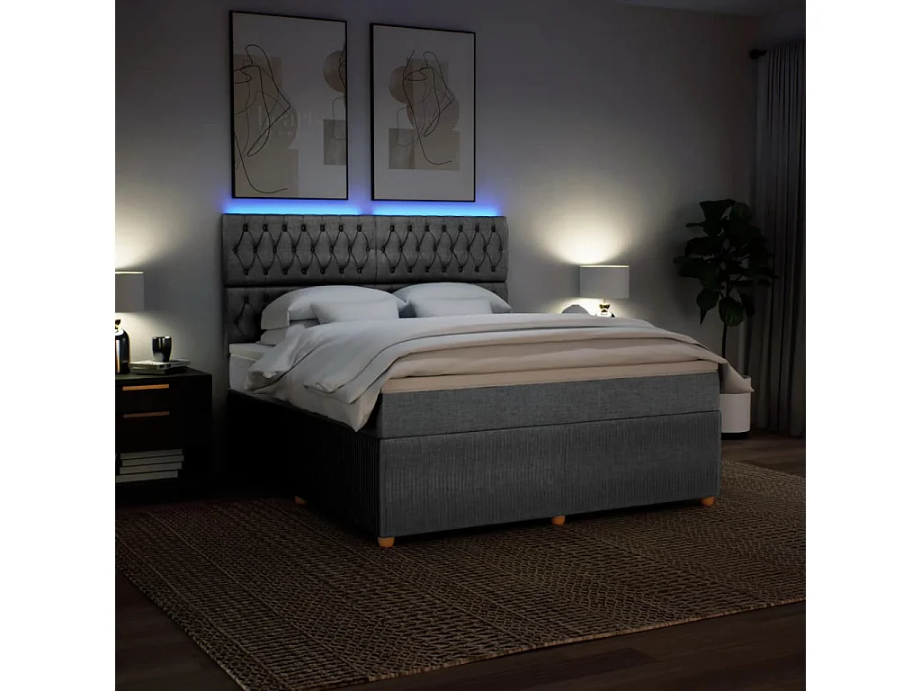 Sommier à lattes de lit avec matelas Gris clair 180x200cm Tissu