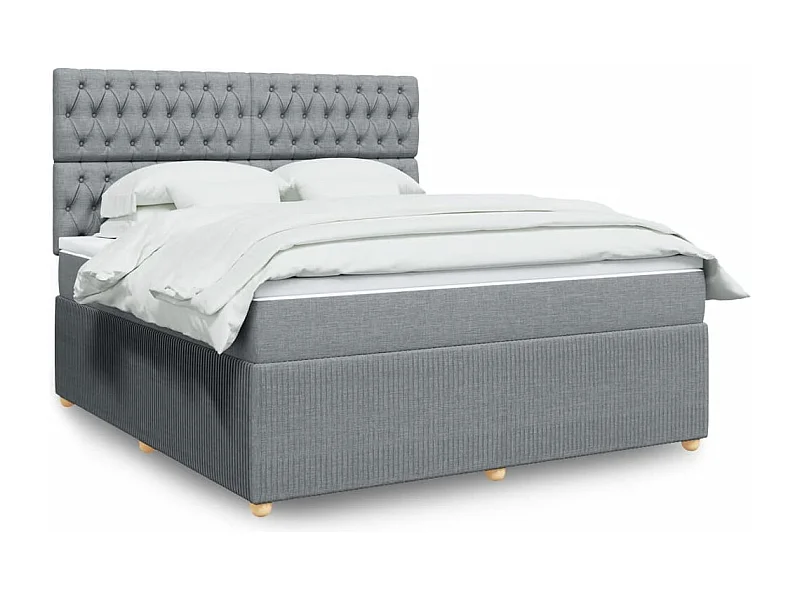 Sommier à lattes de lit avec matelas Gris clair 180x200cm Tissu