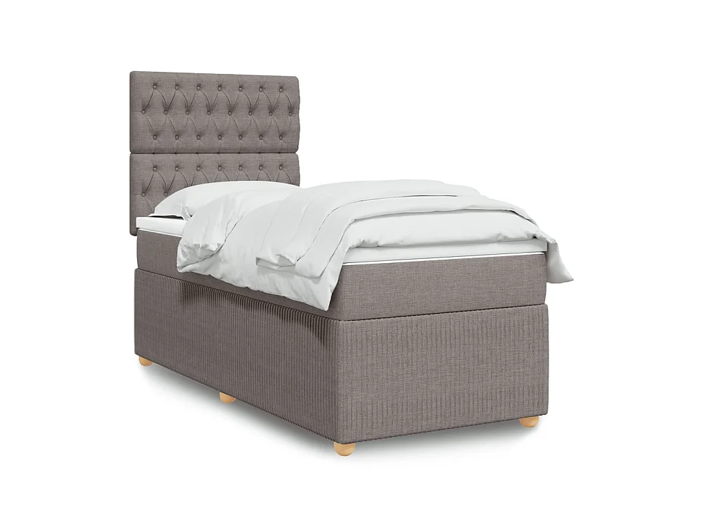 Sommier à lattes de lit avec matelas Taupe 90x200 cm Tissu