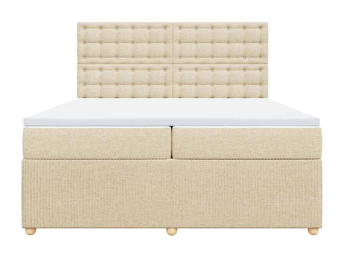Cama box spring con colchón tela color crema 200x200 cm