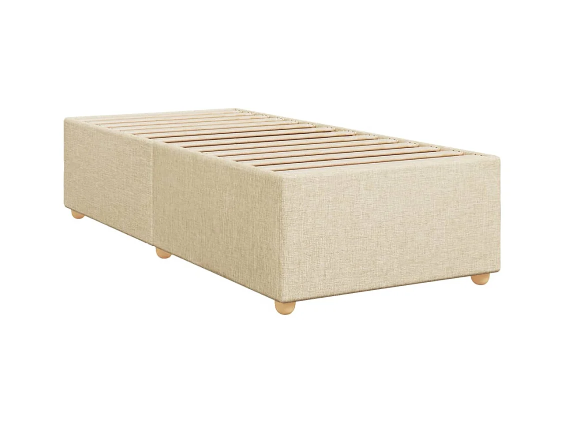 Cama box spring con colchón tela color crema 100x200 cm
