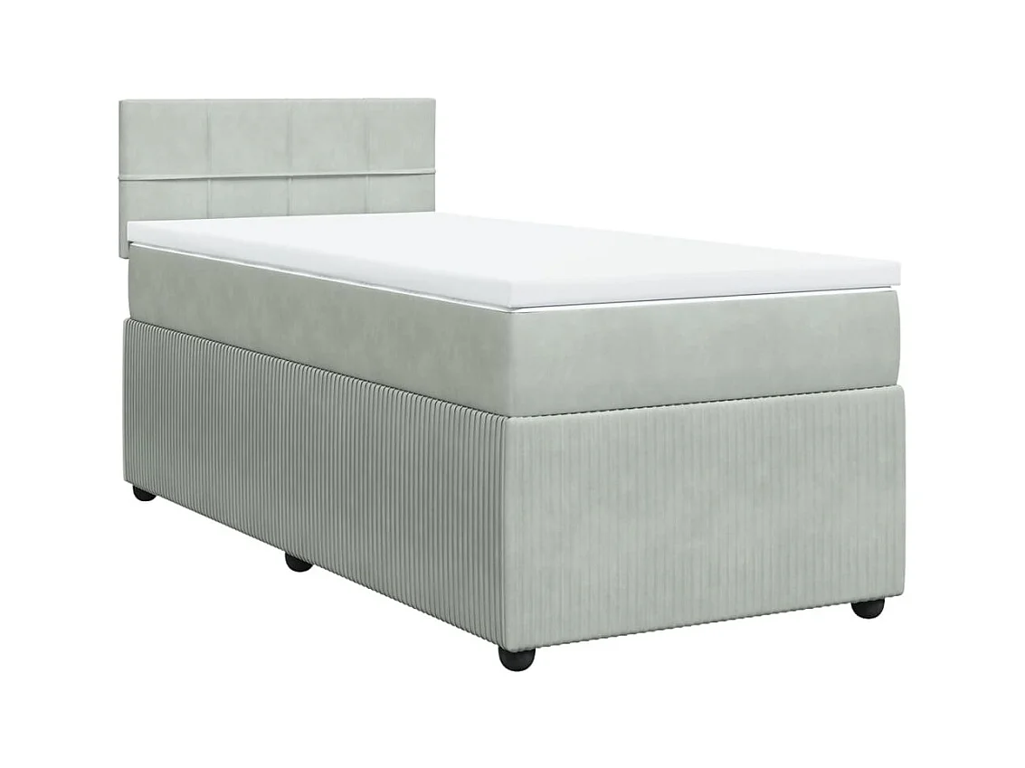 Cama com molas/colchão 90x190 cm veludo cinza-claro