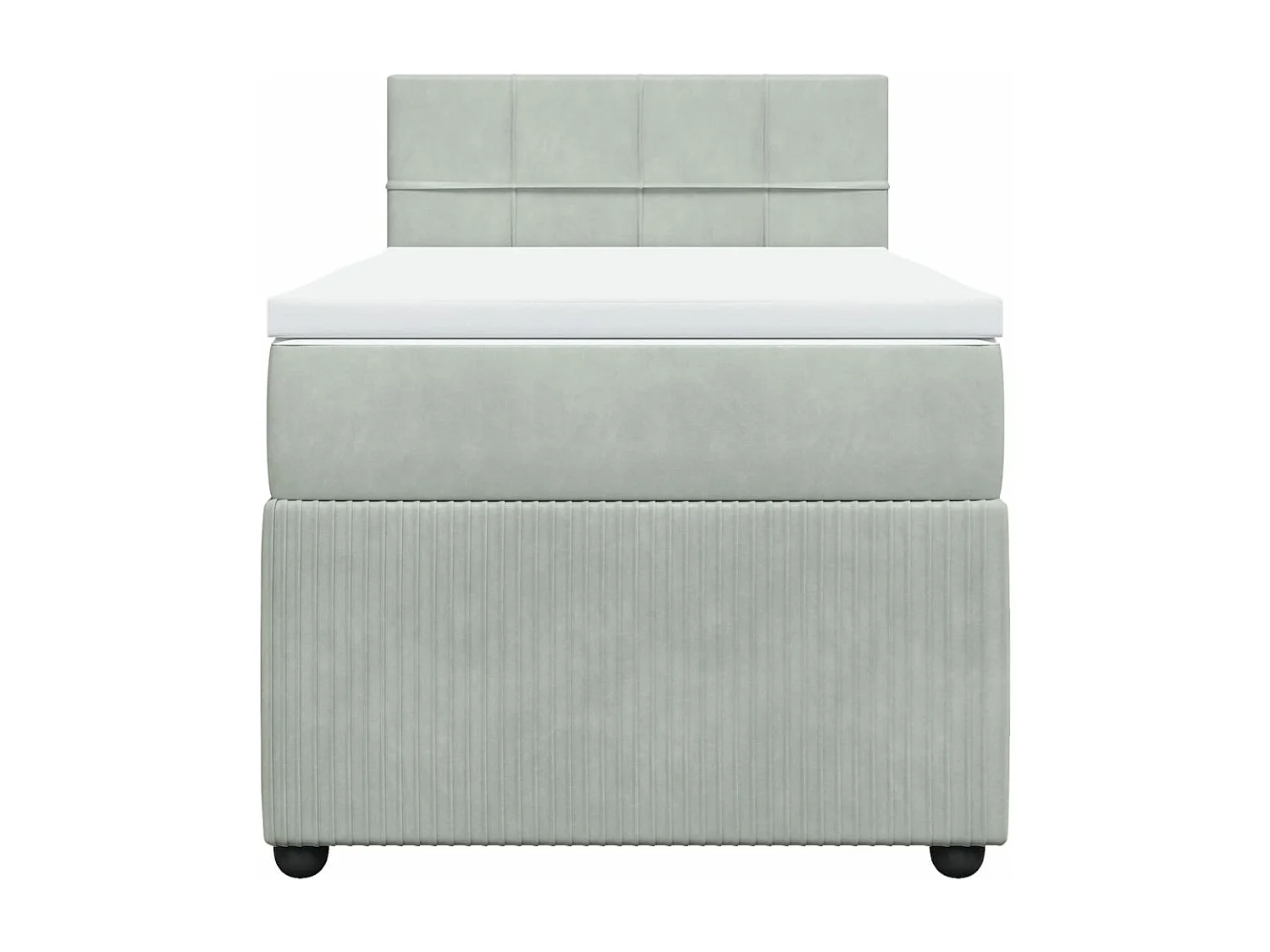 Cama box spring con colchón terciopelo gris claro 90x190 cm
