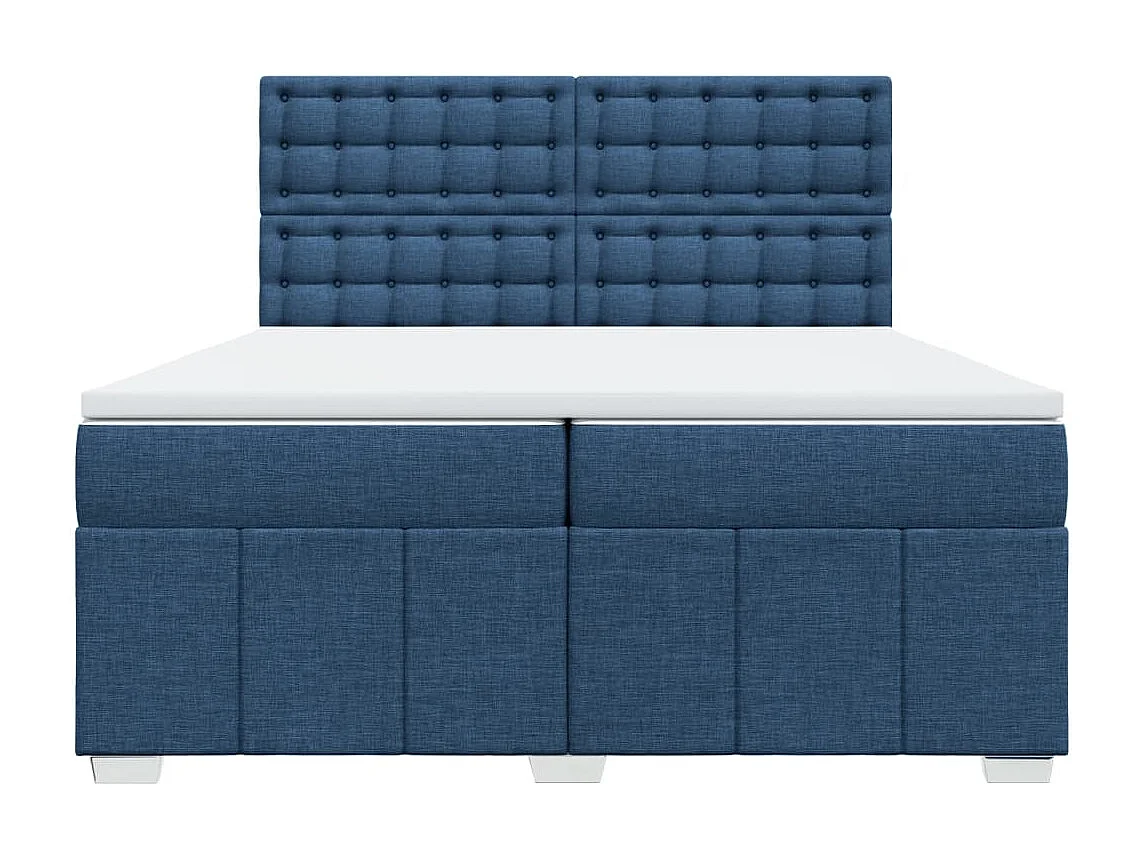 Cama com molas/colchão 200x200 cm tecido azul