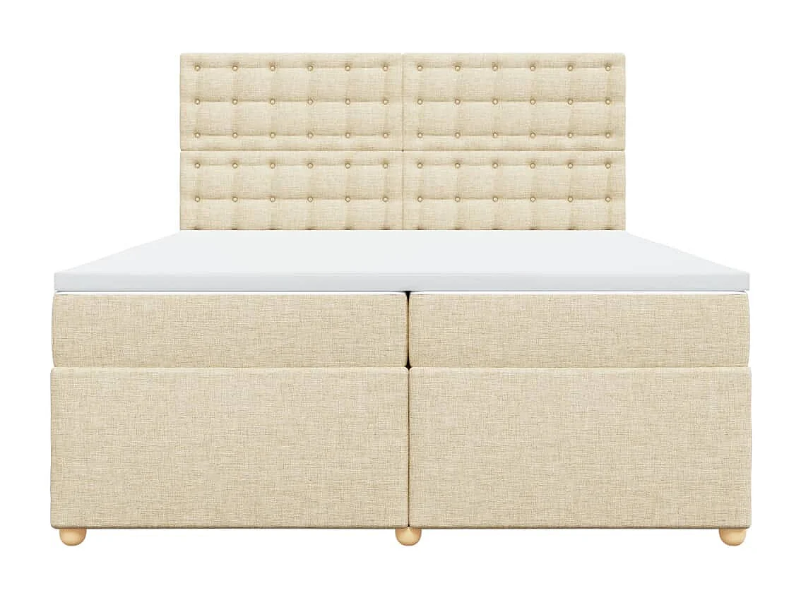 Cama box spring con colchón tela color crema 200x200 cm