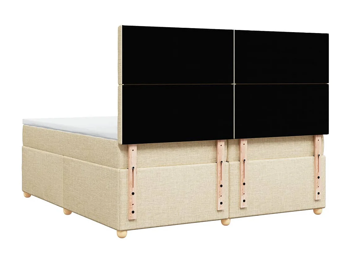 Cama box spring con colchón tela color crema 200x200 cm