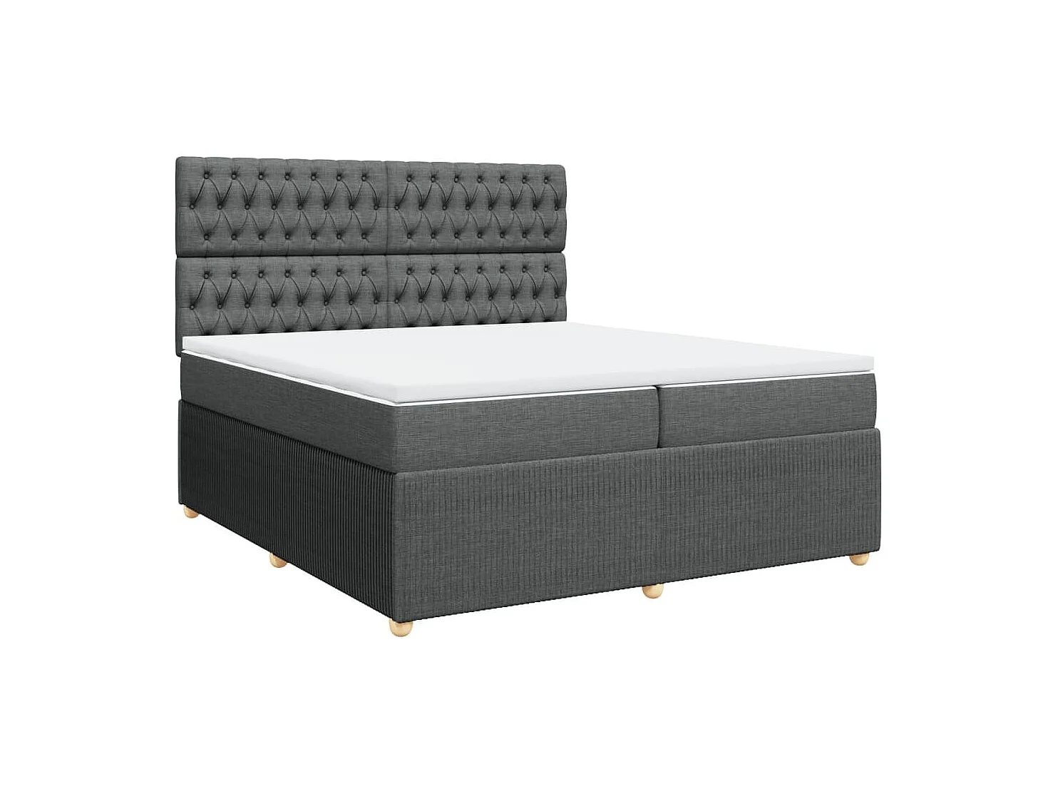 Sommier à lattes de lit avec matelas Gris foncé 200x200cm Tissu