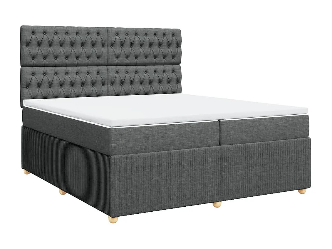 Sommier à lattes de lit avec matelas Gris foncé 200x200cm Tissu