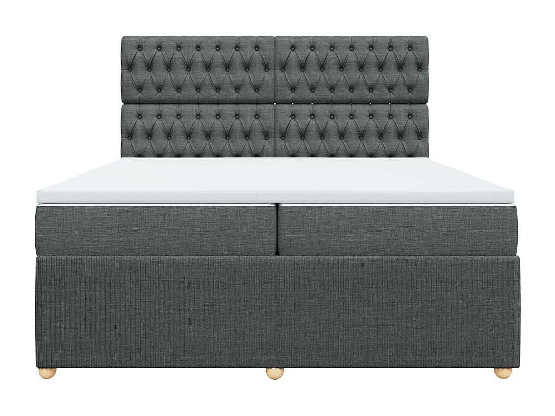 Sommier à lattes de lit avec matelas Gris foncé 200x200cm Tissu