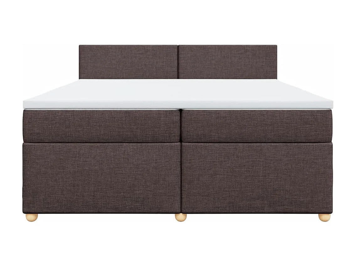 Cama box spring con colchón tela marrón oscuro 200x200 cm