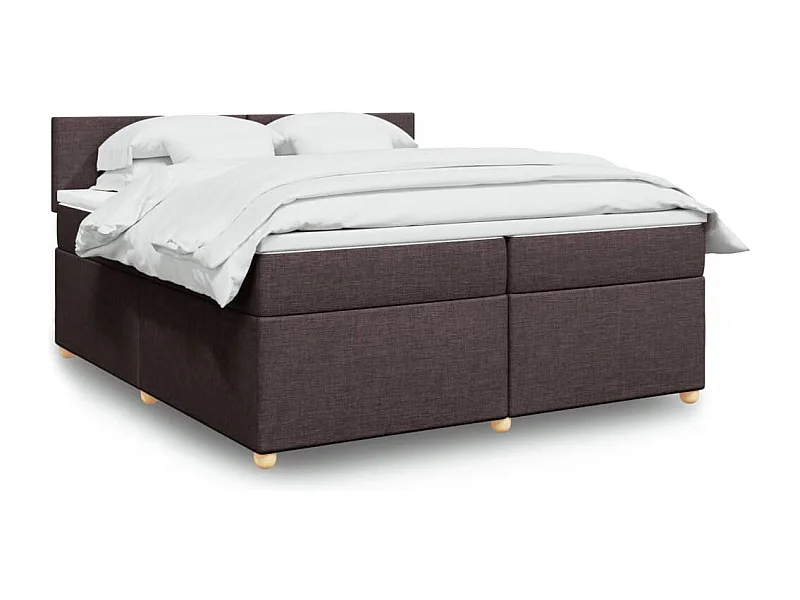 Cama box spring con colchón tela marrón oscuro 200x200 cm